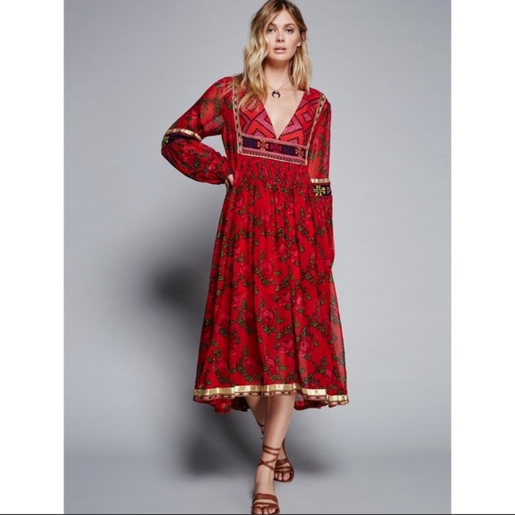 Free people bold blooms embroidered dress